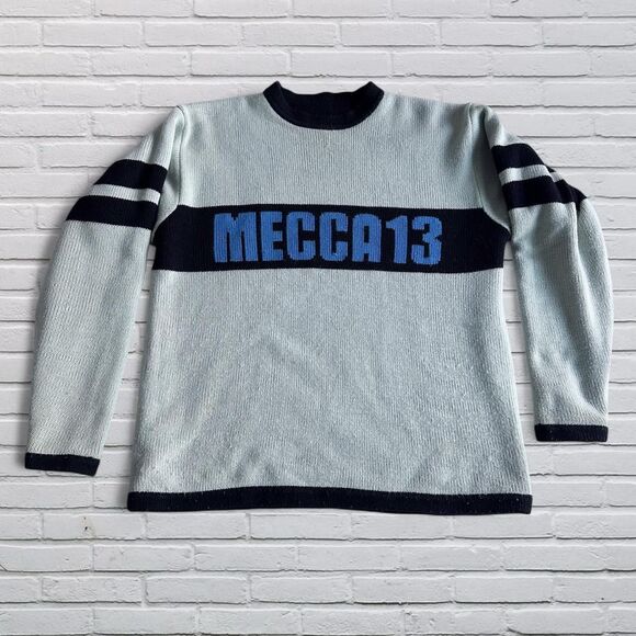 Vintage MECCA 13 Reversible Black Red & Blue Grey Mint Oversized Sweater - Picture 1 of 6